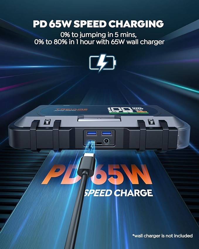 TREKURE 8-in-1 Car Battery Jump Starter 8000A Peak 65W Fast Charging Portable Car Battery Jumper Starter Portable (All