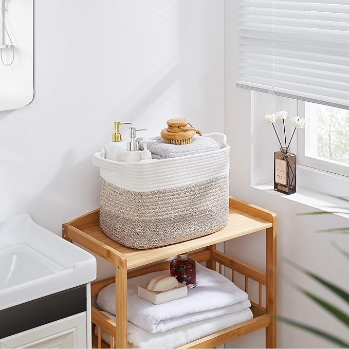 OIASKET Storage Baskets for Organizing, Woven Baskets for Shelves, Rectangle Decorative Organizer for Storage Clothes, Toy, B