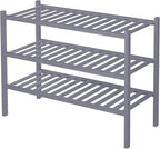ROMGUAR CRAFT 3 Tier Bamboo Shoe Rack for Closet Free Standing Wood Shoe Shelf Storage Organizer for Entryway Small Space Sta
