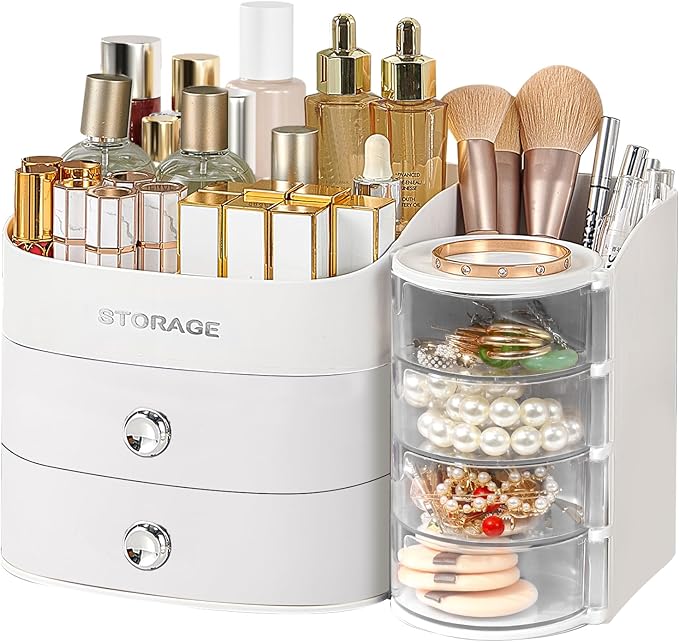 Makeup Organizer Countertop with Drawers, Make up Organizers for Vanity, Skincare Jewelry Earring Organizers, Cosmetic Displa