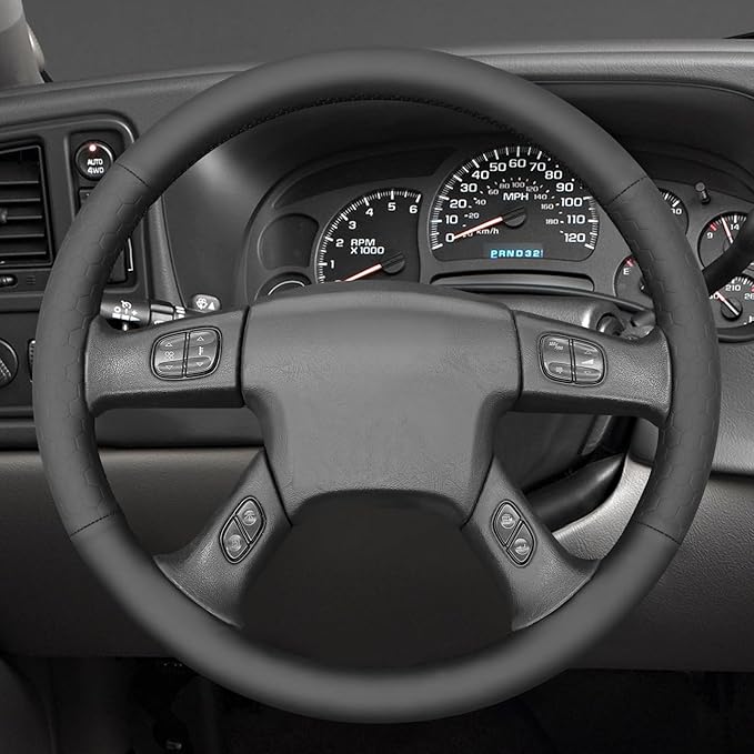 MEWANT Steering Wheel Cover for Chevy Silverado 1500/2500 / 3500 2003-2006 / Silverado 1500 2500HD 3500 Classic/Trailblazer Hand-Stitched Microfiber Leather Steering Wheel Wrap