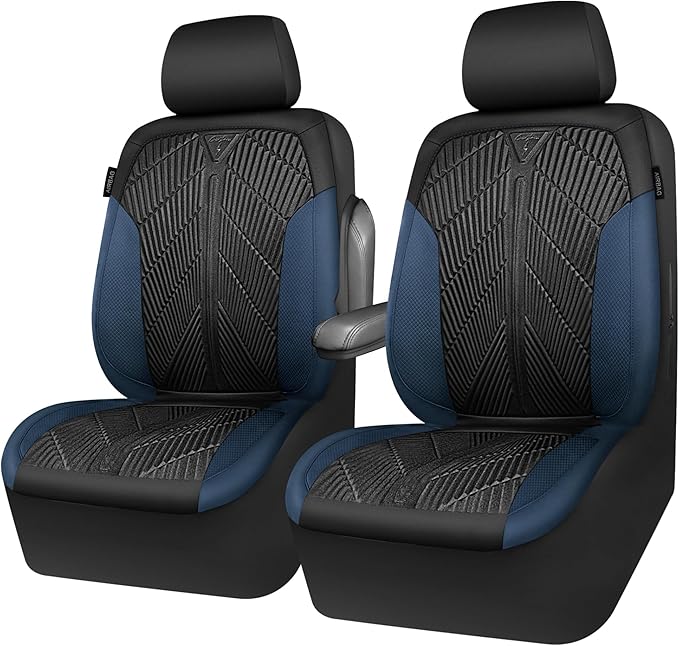 CAR PASS Waterproof Black Blue Car Seat Covers Front Seat Covers Neoprene Wetsuit,All-Weather Non-Slip Durable,Universal Fit 