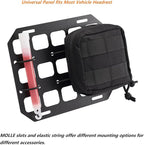 TACNEX Vehicle Rigid MOLLE Panel Car Seat Headrest Organizer EDC Pouch Tool Holster Bag Holder Auto Interior Accessories Tactical Gear Rack Truck Equipment Mount Plate Modular Storage Shelf