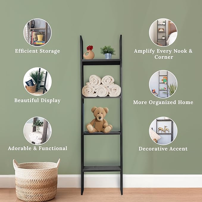 BARNWOODUSA Throw Blanket Ladder – Fully Assembled Reclaimed Wood – Rustic Decorative Ladder for Towels, Quilts, & More – Per