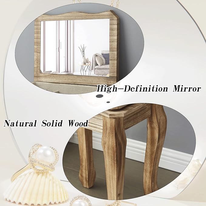 Emfogo Standing Jewelry Armoire, 7 Drawers & 2 Side Doors Jewelry Amoire Cabinet Standing with Top Flip Makeup Mirror, Jewelr