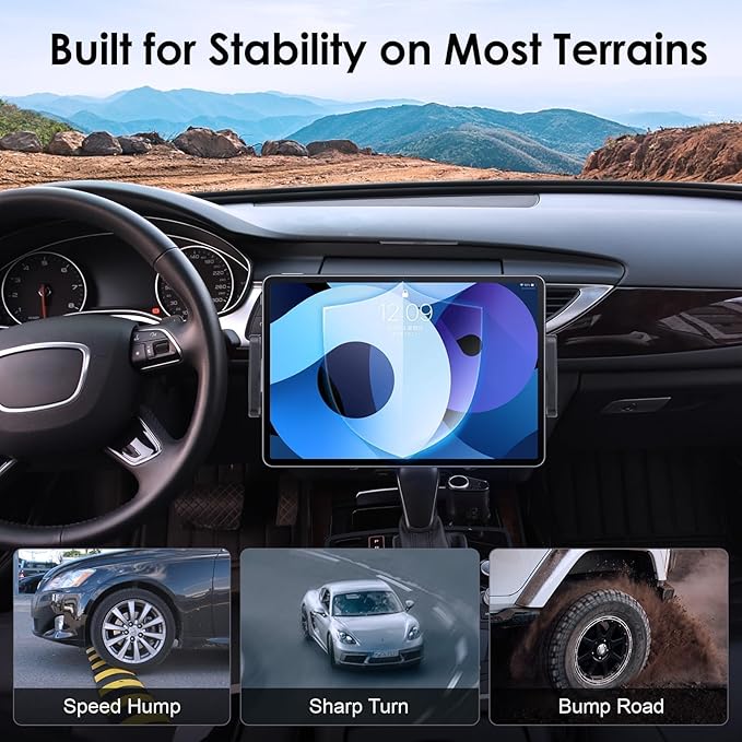 EEEKit 2 in 1 CD Slot Tablet Car Mount, Universal 360° Rotation CD Player Car Phone Holder for 4-11in Devices, Black