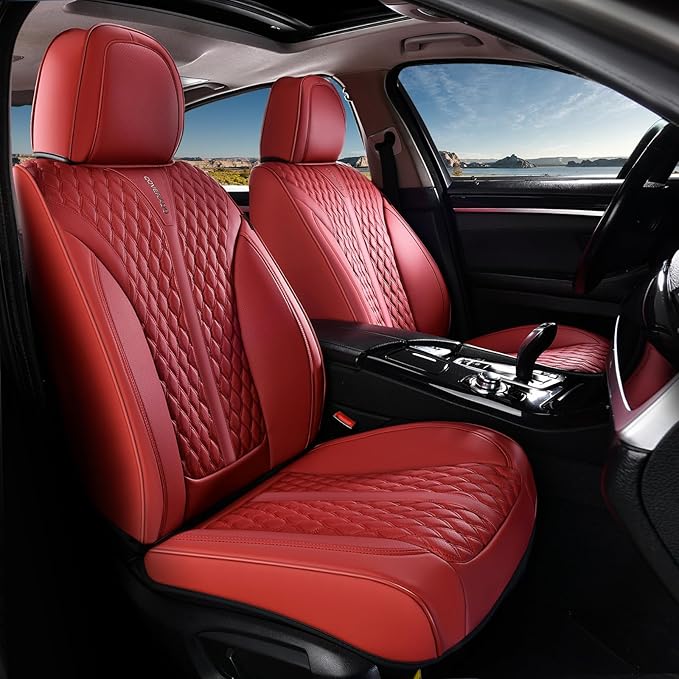 Coverado Car Seat Covers Full Set, Waterproof Nappa Leather Seat Covers for Cars, Front and Back Car Seat Protector, Luxury C