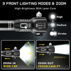 18-in-1 Solar/USB Rechargeable Car Emergency Flashlight Tool - Auto Safety Hammer Glass Breaker, Seatbelt Cutter, Flameless F