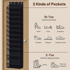 MISSLO 12 Tier Over the Door Shoe Organizer Hanging Shoe Rack for Closet Storage Sneaker Holder for Door Fit 24 Pairs Sandals