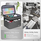 Mancro First Aid Bag Empty with Lockable Zipper, Dual Layers Pill Bottle Organizer Storage for Home, Medication Travel Bag fo
