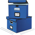 Huolewa Decorative File Organizer Boxes Office Document Storage with Lids, Portable Collapsible Linen Hanging Filing & Storag