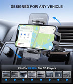 Car Phone Holder, Universal CD Slot Phone Mount, Hands Free Automobile Cell Phone Stand, 360° Adjustable Phone Mount for Car Compatible with iPhone & Android Cell Phones (Black)