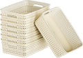 FUCDTEFC White Plastic Basket, 8 Pack Home Organization and Storage Baskets with Handles, Space Saving Woven Organizer Bins P