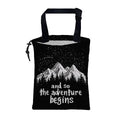 Mountains and Stars Car Garbage Bag The Adventure Begins Drawstring Car Trash Bag Hanging for Back Seat with Adjustable Buckle Canvas Vehicle Trash Can Easy-to-Install