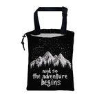 Mountains and Stars Car Garbage Bag The Adventure Begins Drawstring Car Trash Bag Hanging for Back Seat with Adjustable Buckle Canvas Vehicle Trash Can Easy-to-Install