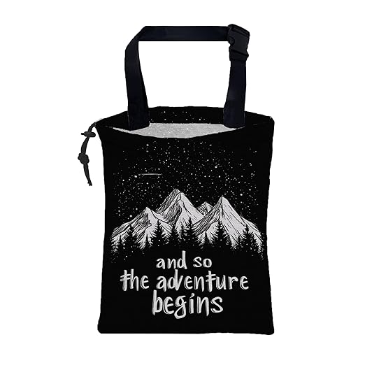 Mountains and Stars Car Garbage Bag The Adventure Begins Drawstring Car Trash Bag Hanging for Back Seat with Adjustable Buckle Canvas Vehicle Trash Can Easy-to-Install