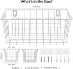 MaraFansie Hanging Wire Baskets Kitchen Storage Basket Adhesive and Screws Basket Over the Cabinet Door Organizer with Adhesi