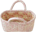 Small Storage Basket Organizer, Mini Fabric Floral Storage Baskets with Handle, Quilted Portable Collapsible Storage (N)