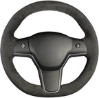 MEWANT Tesla Steering Wheel Cover - Hand Stitched for Model 3 (2017-2023) & Model Y (2020-2023) Accessories