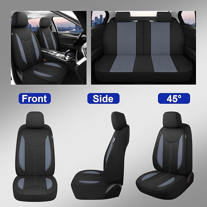 CAROMOP Waterproof Car Seat Cover Full Seats, Neoprene Seat Covers for Cars,Split Bench Compatible Car Interior Covers, Unive