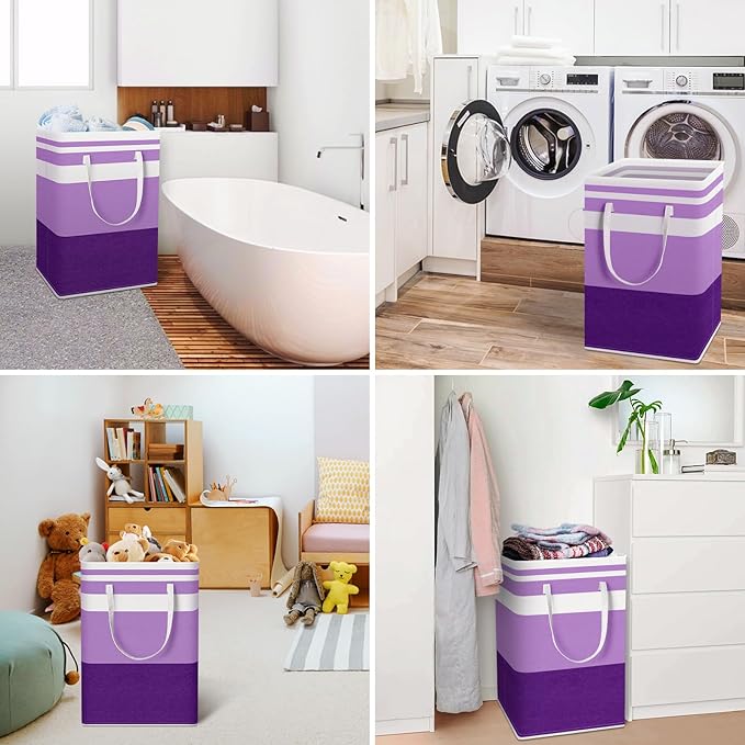 HomeHacks 2 Pack Large Laundry Baskets, Waterproof, Freestanding Laundry Hampers, Collapsible Clothes Hamper with Reinforced 