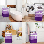HomeHacks 2 Pack Large Laundry Baskets, Waterproof, Freestanding Laundry Hampers, Collapsible Clothes Hamper with Reinforced 