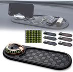 4-in-1 Multi-Functional Support Anti-Slip Pad, 360° Rotating Car Phone Holder Pad with Temporary Parking Number Plate, All-in