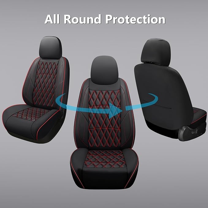 NS YOLO Leather Car Seat Covers,Universal Fit for Most Cars,SUVs and Sedans,Waterproof Luxury Leatherette Cushions, 2 Seats P