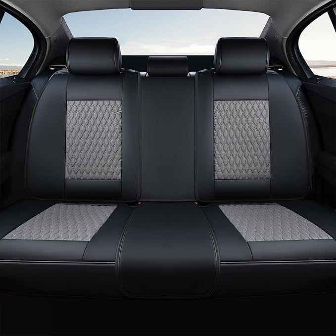 Coverado Leather Rear Seat Covers for Cars, Waterproof Back Seat Cover, Universal Automotive Seat Cushion Protector for Most 