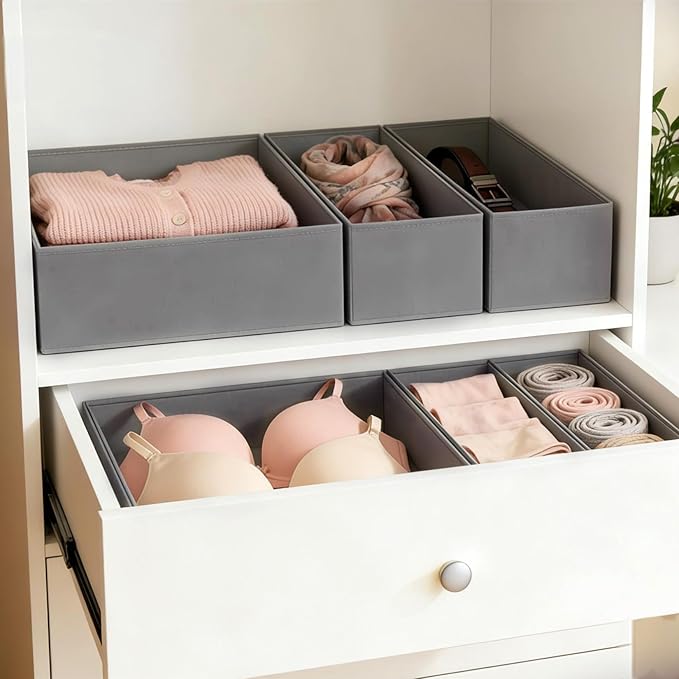Garvee Drawer Organizer Clothes, Set of 18 Dresser Organizer Bins for Baby Clothes, Underwear, Bra & Sock, Foldable Fabric Cl