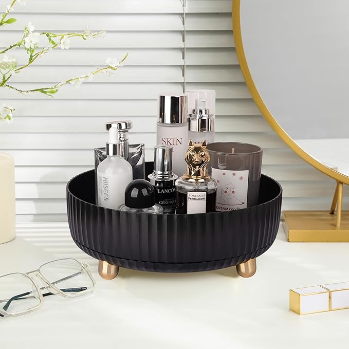 Anyoifax Makeup Perfume Organizer Tray 360 Degree Rotating Lazy Susan Skincare Lotion Organizer Spinning Cosmetics Storage fo