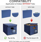 BALEINE File Organizer Box with Lid, Collapsible File Folder Organizer with Plastic Slide, Hanging File Folder Box for Office