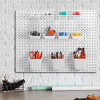 Uiifan 18 Set Pegboard Bins Kit Plastic Pegboard Cups with Metal Hooks Wall Containers Organizer Accessories with Label Stick
