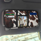 Brown Cow Print Car Sun Visor Organizer with Card Holder Sun Visor Organizer Easy to Store and Install Universal Size Fit for Most Cars SUV
