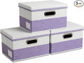 PRANDOM Storage Bins with Lids [3-Pack] Linen Fabric Foldable Storage Boxes Organizer Containers Baskets Cube with Cover for 