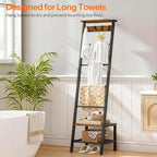 HOOBRO Blanket Ladder, 7-Tier Giraffe Shape Towel Rack for Living Room and Bedroom, 63.4" H Decorative Ladder Shelf with Hook