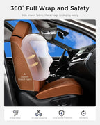 Huidasource Brown Front Seat Covers, Nappa Leather Front Car Seat Covers, Side Elastic Fabric, Compatible with Airbags, Seat 