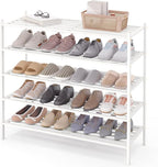 Smiry Long Bamboo Shoe Rack 5-Tier, Stackable Wooden Shoe Organizer for Entryway & Closet, Free Standing Wood Shoe Storage Sh