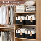 CHICVITA 4 Pack Storage Baskets for Shelves, Foldable Closet Baskets for Organizing, Fabric Storage Bins with Handles, Towel 