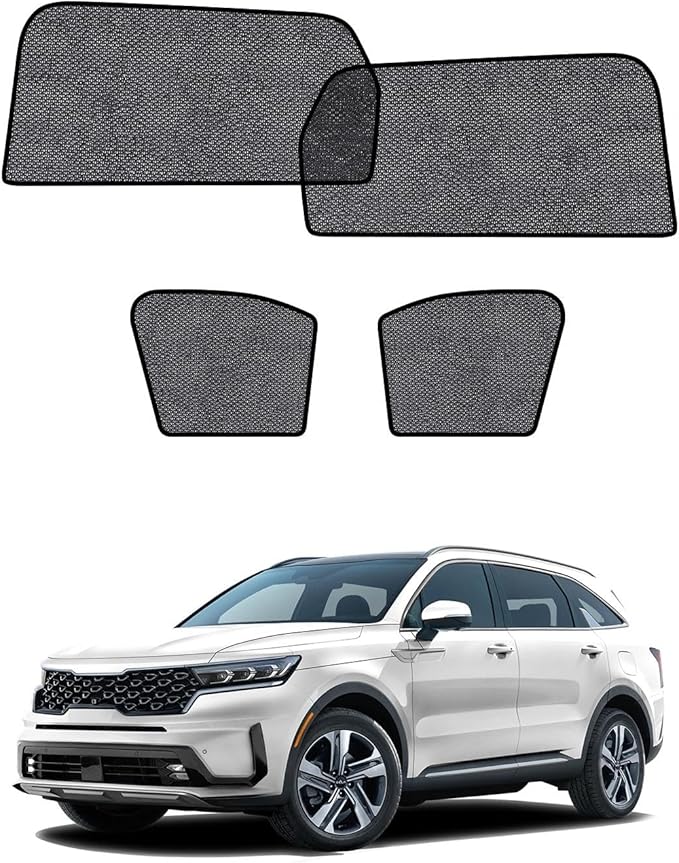 Car Window Shades for Kia Sorento(2021-2023), 4-Pack Rear Window Sun Shades for Baby – Breathable Mesh, UV & Heat Blocker, Privacy Protection for Camping, Travel, Sleep & Nursing