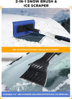 EcoNour 49" Snow Broom with Ice Scraper for Car Windshield & Windows | Scratch Free Snow Brush for Cars, Trucks & SUVs | Long Head Snow Rake Remover Perfect for Home and Car Roof