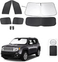 TINGLU Window Shades for Jeep Renegade 2015-2024 Accessories Car Side Full Windows Rear Triangular Windshield Sun Shade Sun UV Rays Privacy Protection for Camping Napping 8PCS