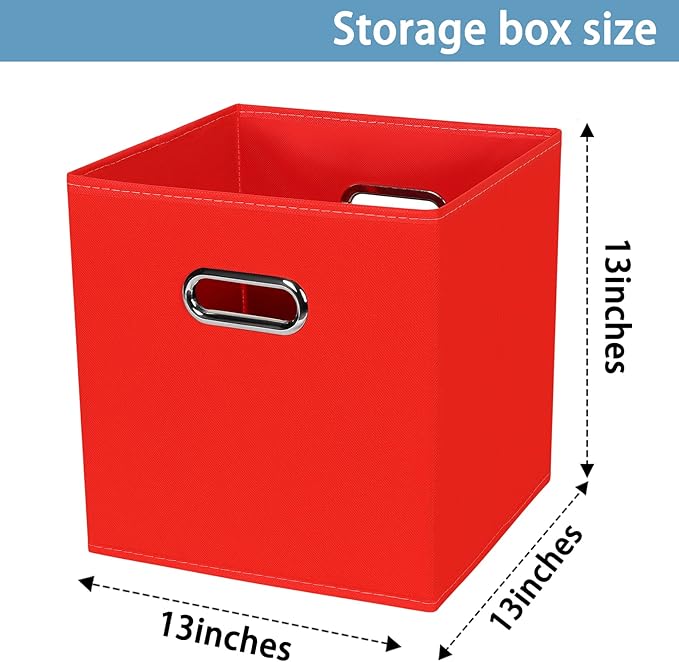 Black Fabric Cubby Storage Bins,13x13x13 Inches,Cube Organizer Bin Foldable Storage Boxes with Dual Handles Fabric Organizer 