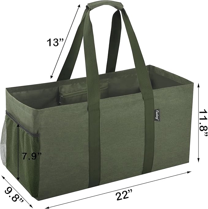 Finnhomy 42L Extra Large Utility Tote Bag, Oxford Fabric Reusable Folding Grocery Bags with Handles and Pockets, 2 Pack