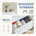 DUMOS Dresser for Bedroom, 10 Storage Drawers, Wide Fabric Closet Chests Organizer Tower Furniture with Wooden Top Metal Fram