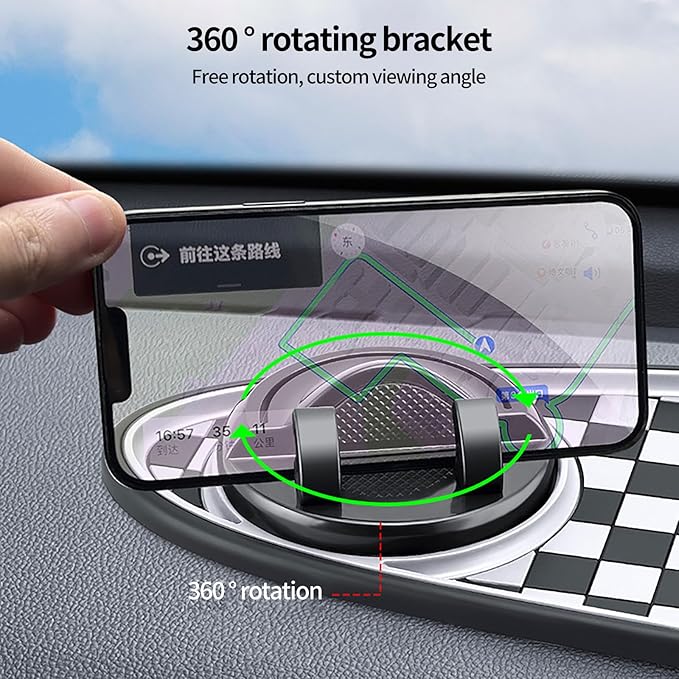 Multifunctional Car Dashboard Organizer - Anti-Slip Phone Holder with 360° Rotation, Parking Number Pad & Storage for Sunglas