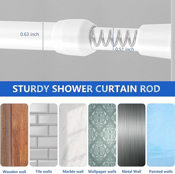 Goowin Tension Curtain Rod 28 to 48 Inch, 5/8" Diameter No Drilling Small Rod, Expandable Spring Loaded Curtain Rods, Rods fo