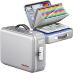 Fireproof Document Box, Hard Case Highly Flame-Resistant Fire Proof Waterproof File Organizer with Lock, Portable Fire Safe f