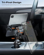 APPS2Car iPad Cup Holder Mount, Adjustable Alloy Arm for Car, Tablet Mount Road Trip Essentials Compatible With 4.7"-12.9" Cell Phones & Tablets