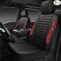 CAR PASS Bling Diamond Black Leather Car Seat Covers for 2 Front Interior Sets, Waterproof Shining Glitter Sparkly Crystal Un